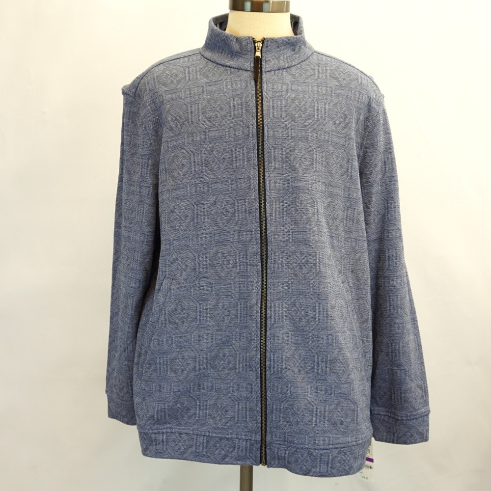 Tasso Elba Full Zip Jacquard Print Knit Jacket 2XL